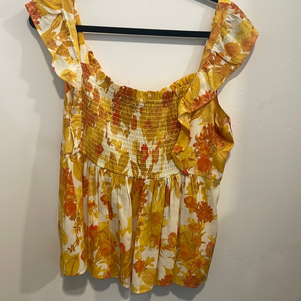 Rose + Olive summer blouse yellow NWT size‎ L